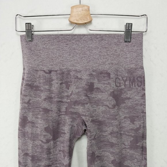 Gymshark Leggings Medium Purple Mauve Camo Seamless High Waist Workout Athletic - Picture 5 of 12